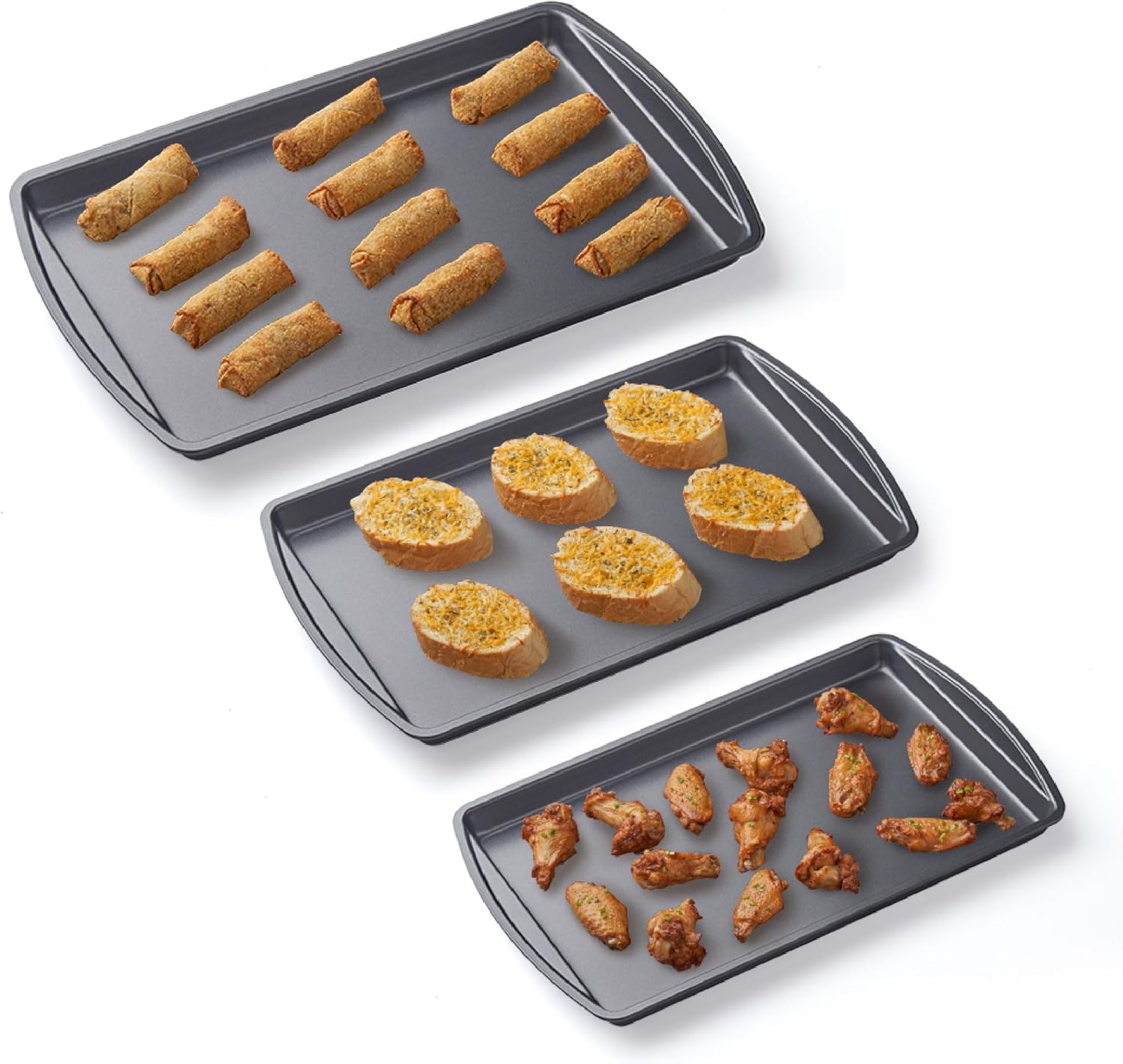 Nifty Baking Sheets Set - Non-Stick Coated Steel, Dishwasher & Oven Safe, Includes 3 Sizes