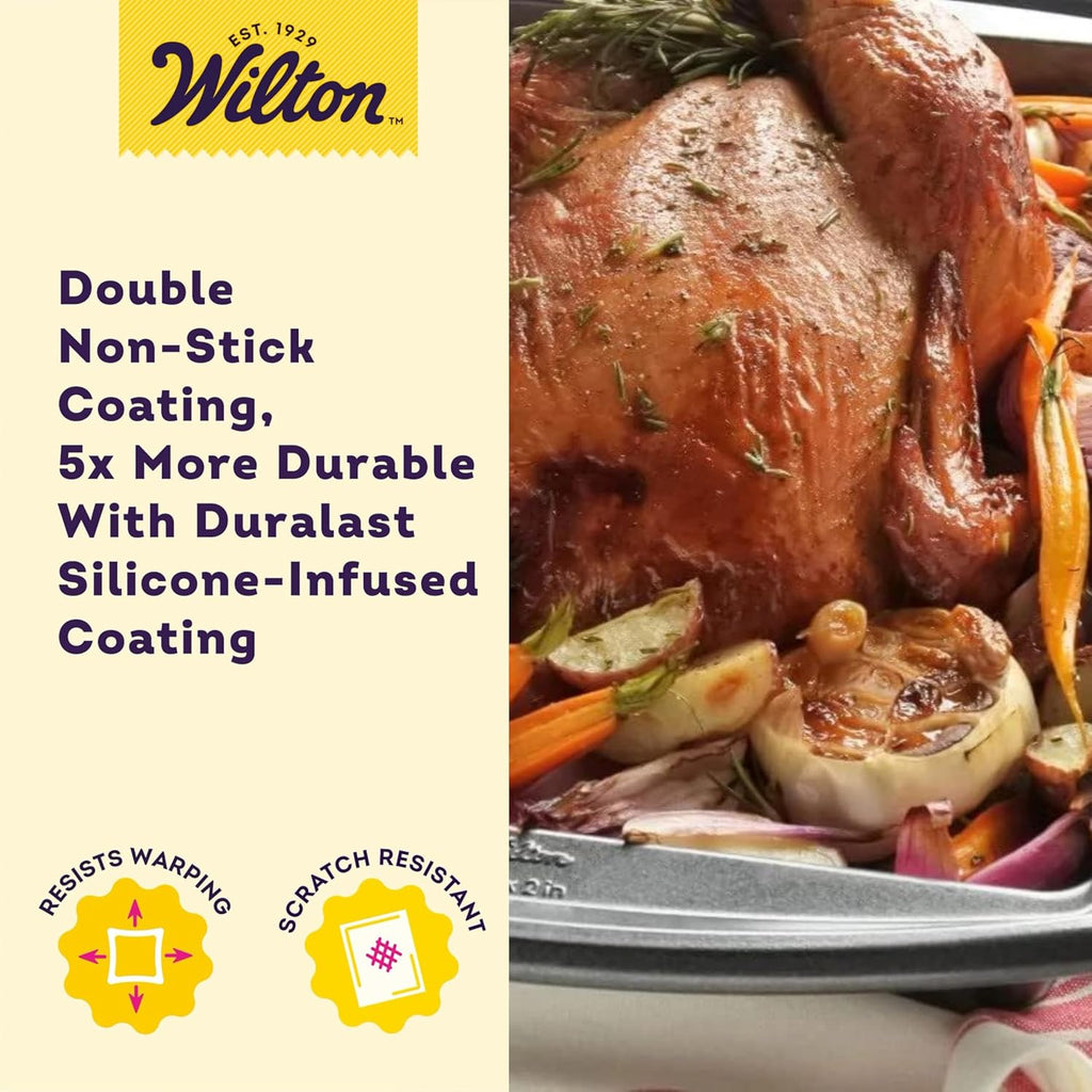 Wilton Platinum Non-Stick Oblong Baking Pan - Versatile Baking & Roasting - 13 x 9 x 2 Inch - Dishwasher Safe