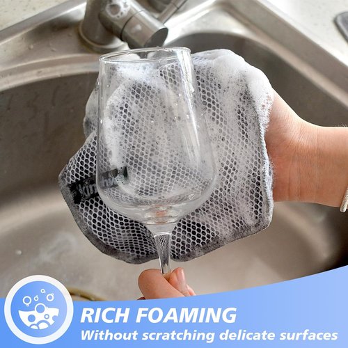 KinHwa Microfiber Dish Cloths - Absorbent & Quick-Dry Kitchen Washcloths | 9-Pack Gray (7"x7")