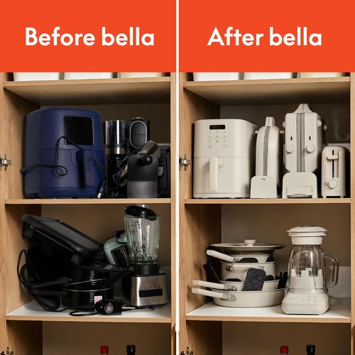 bella 6 Qt Slim Air Fryer, Fits-anywhere™ Kitchenware, EverGood™ Ceramic Nonstick Coating, Adjustable Temperature, 6 Preset Cooking Options, 60 Min Auto Shutoff w Audible Tone, 5lb Capacity, Oatmilk
