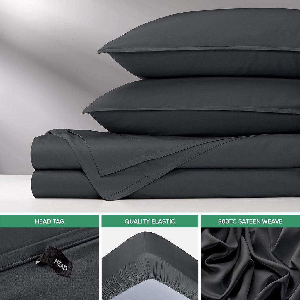 Pure Bamboo King Sheets - Luxuriously Soft & Cooling 100% Organic Viscose Bed Sheet Set | Charcoal Color, Double Stitching