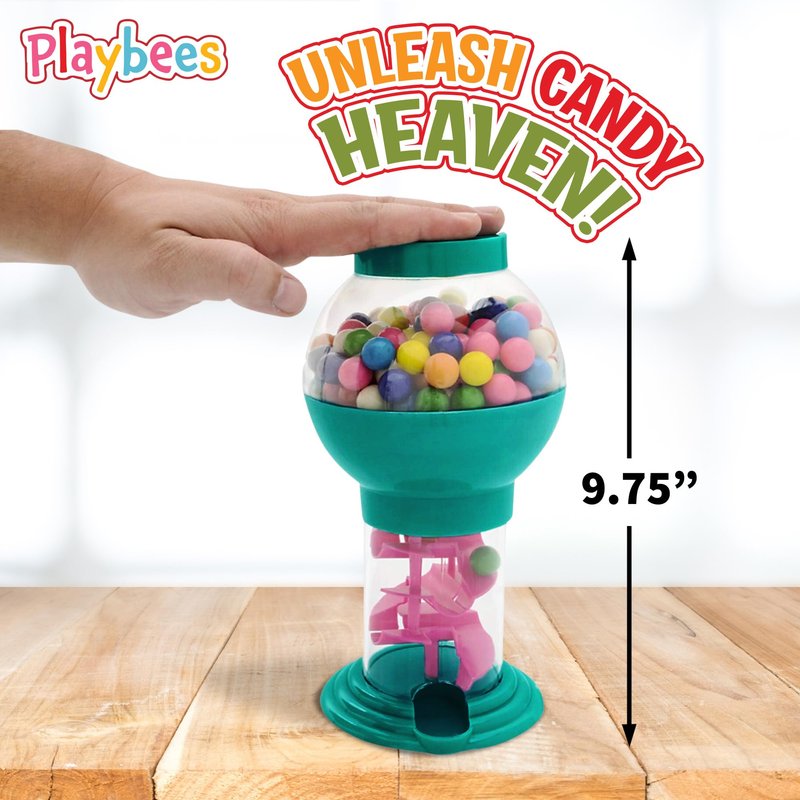 Playbees Twirling Gumball Machine - 3 Pack - 10 Inch - Gumballs Candy Dispenser for Kids - Candyland Party Favors and Supplies - Bubble Gum Machine for Birthday Party Decorations, Kids Parties