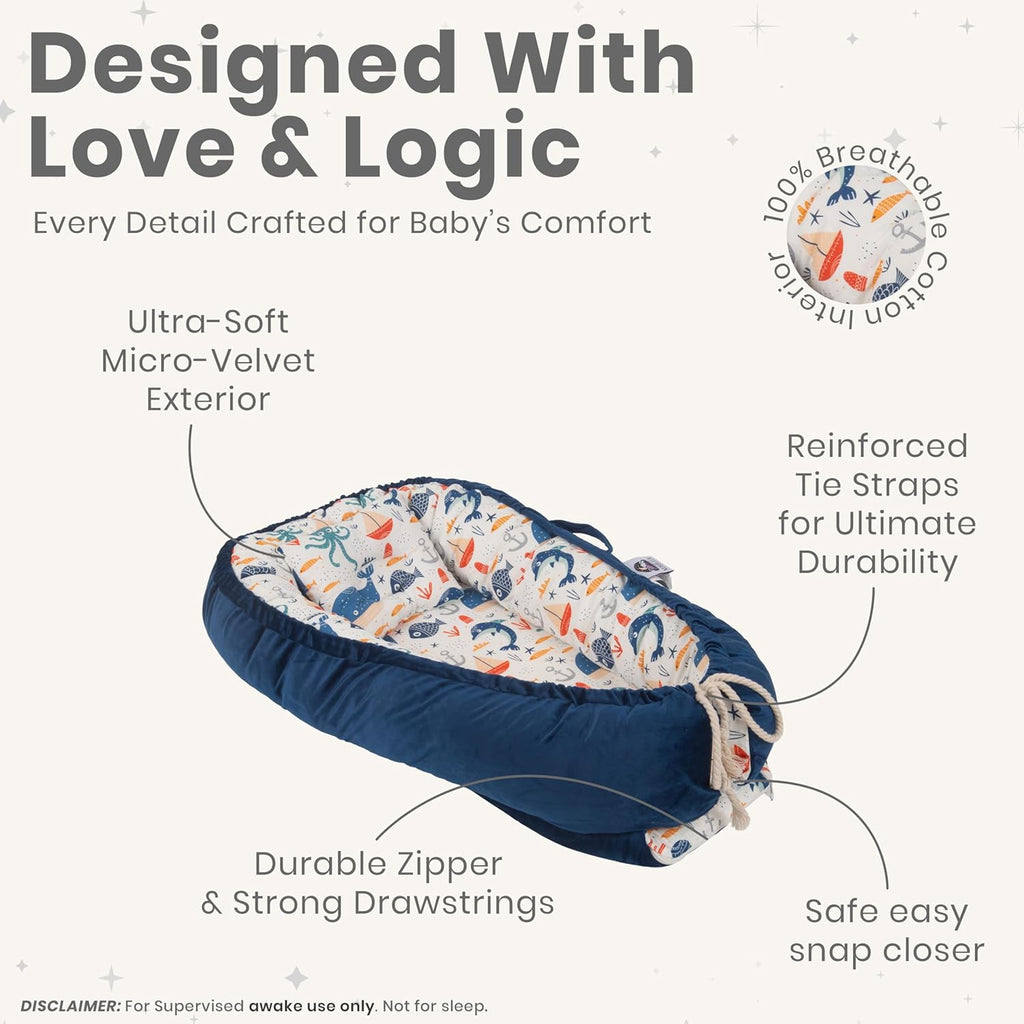 Skiennix Newborn Lounger - Flexible & Portable Infant Support Cushion | Soft 100% Cotton, Multi-Use Travel Mat