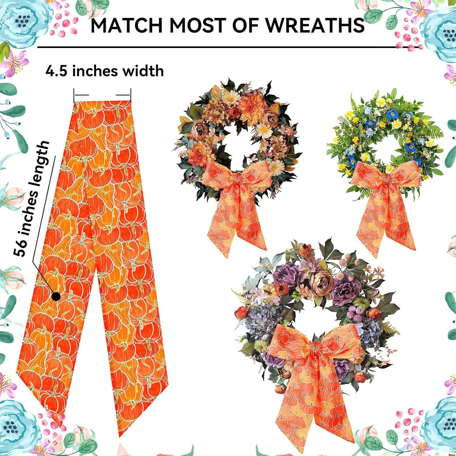 Regine Switzerland Wreath Sash - 2-Piece Fall & Winter Design for Front Door | 4.5 x 56 in, Sun-Proof & Water-Proof