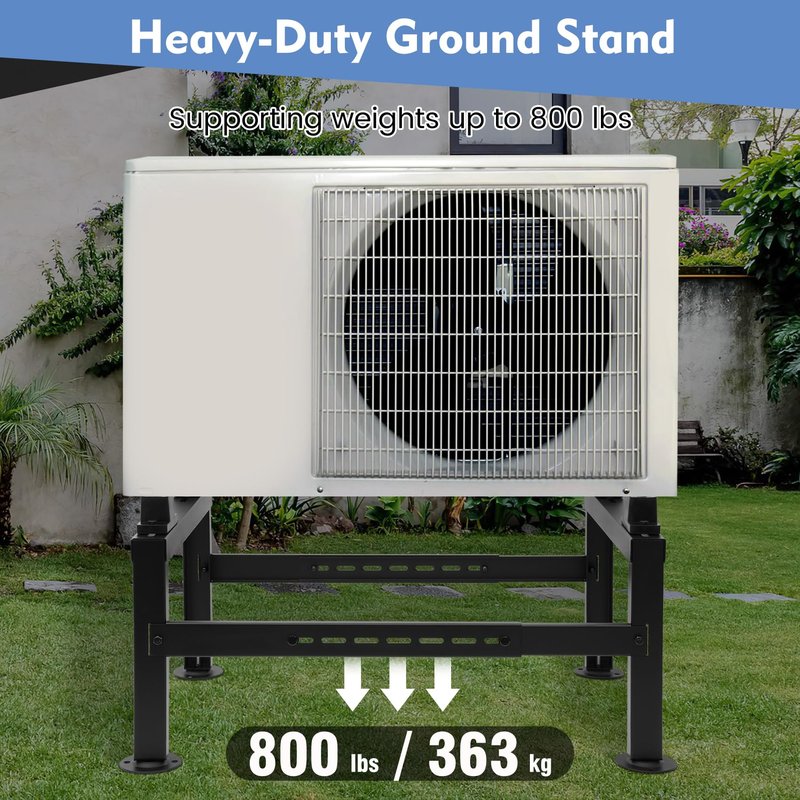 Saranna Mini Split Ground Stand, Heavy Duty Adjustable Mini Split Stand Condenser Stand w/800 LBS Load Capacity for 9000-36000 BTU Ductless Mini Split Air Conditioner Heat Pump, Black