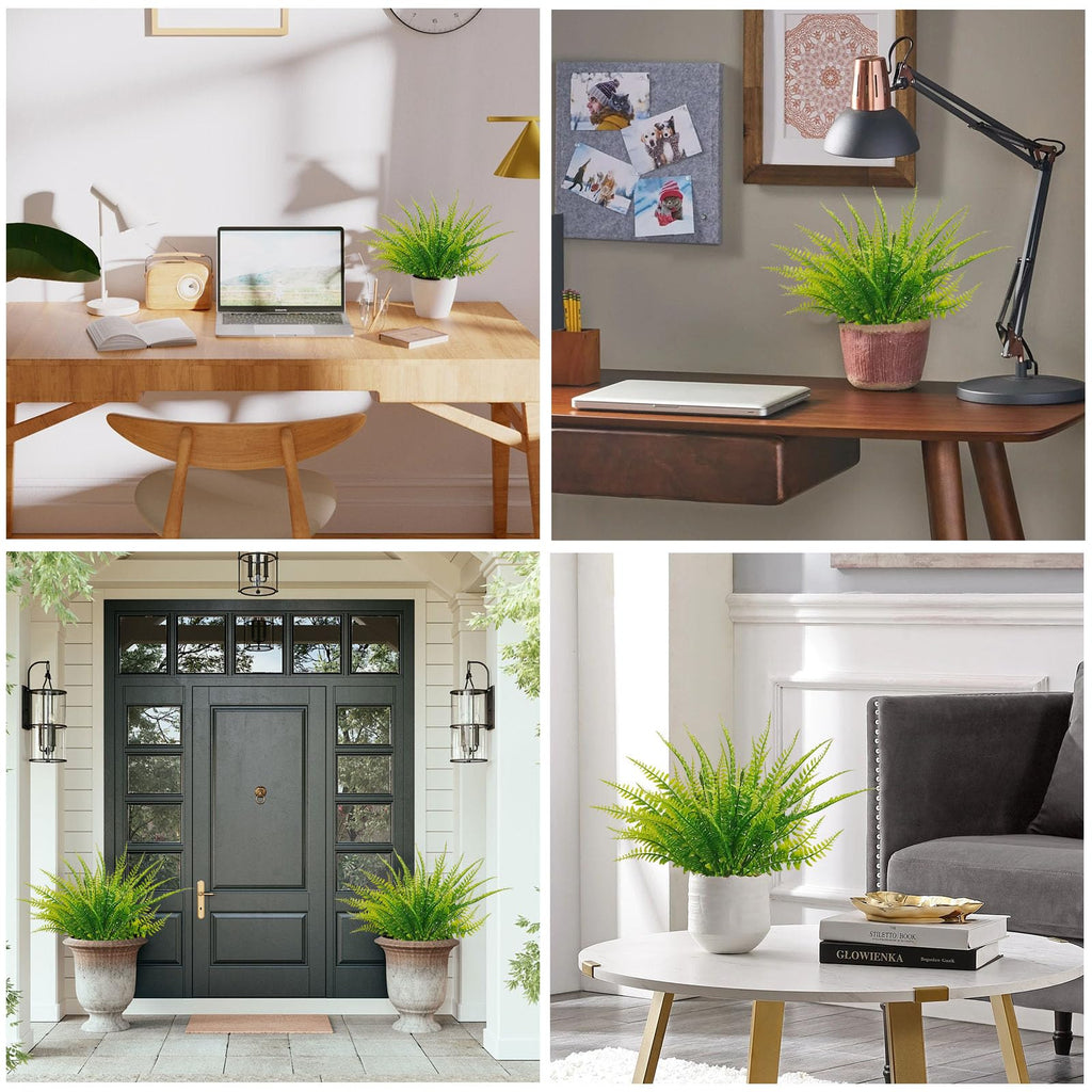 Coreland 80 Pcs Artificial Fake Boston Fern Plants Bushes Faux Plants Shrubs Greenery UV Resistant for House Office Garden Indoor Outdoor Décor