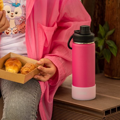 koodee Insulated Water Bottle 2 Pack-18 oz Stainless Steel Vacuum Metal Sports Water Bottle with Leakproof Spout Lid (Navy-Grass Green)