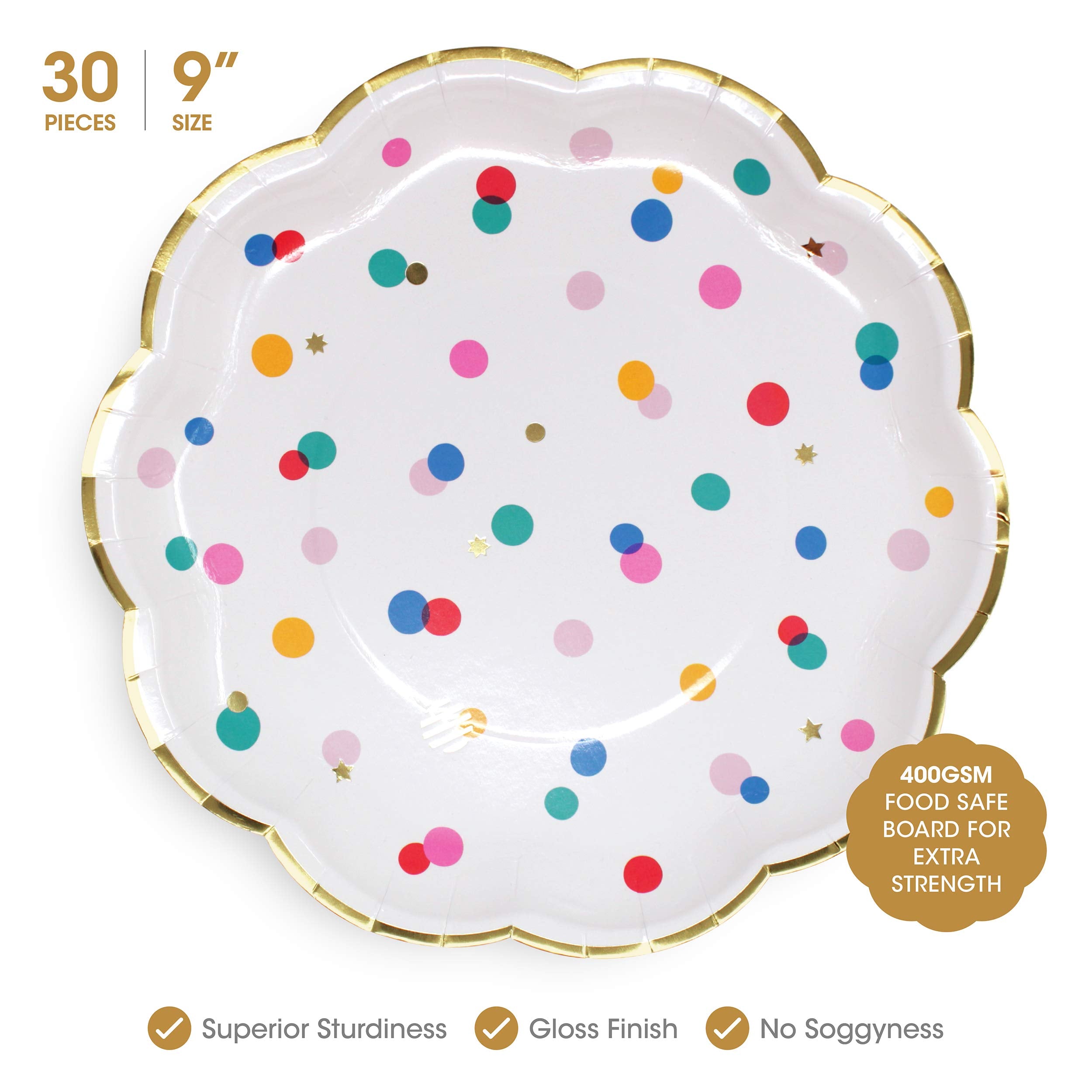 Premium Pink and Gold Party Plates Set - 30 Pack Disposable Plates and Napkins, Ultra-Durable 400GSM, No Soggy Mess