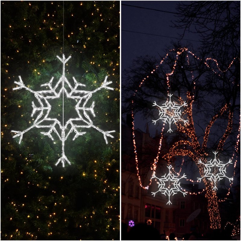 VIHOSE 36" Christmas Snowflake Lights 162 LED Snowflake Decoration Large Outdoor Hanging Lights for Yard Porch Christmas Party Nativity Scene Special Soft Head for Folding Iron Frame(Cool White)