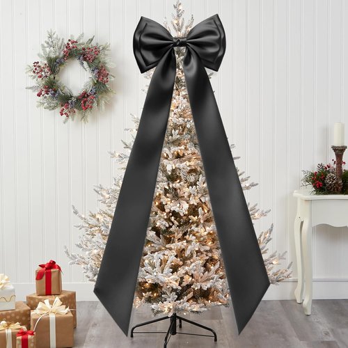 Giant Bow Decoration - 83x20 Inches Satin Bow for Party & Wedding Decor | Black Coquette Bow