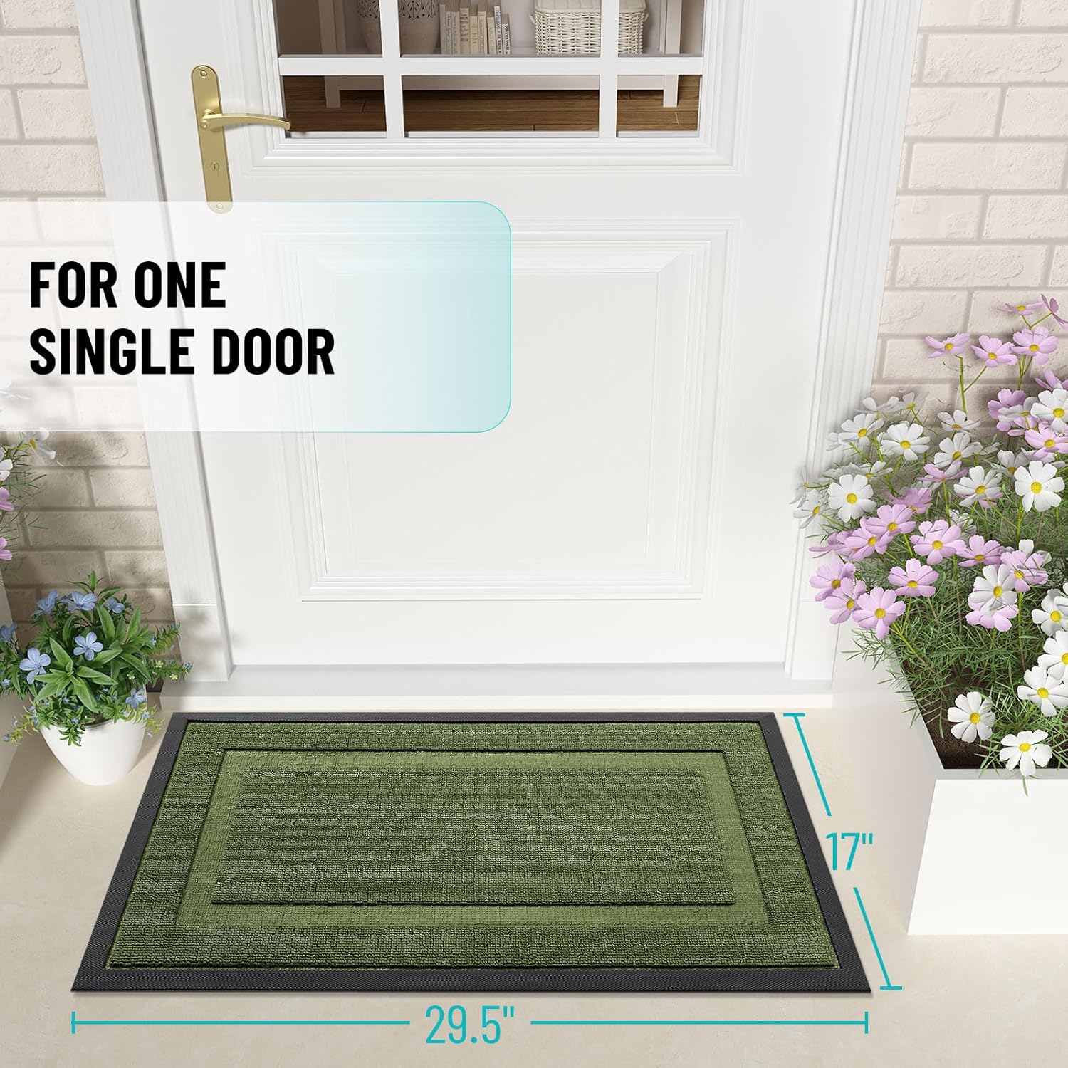 OLANLY Waterproof Front Door Mat - All-Season Indoor/Outdoor Doormat, Easy Clean, 59x23, Classic Green