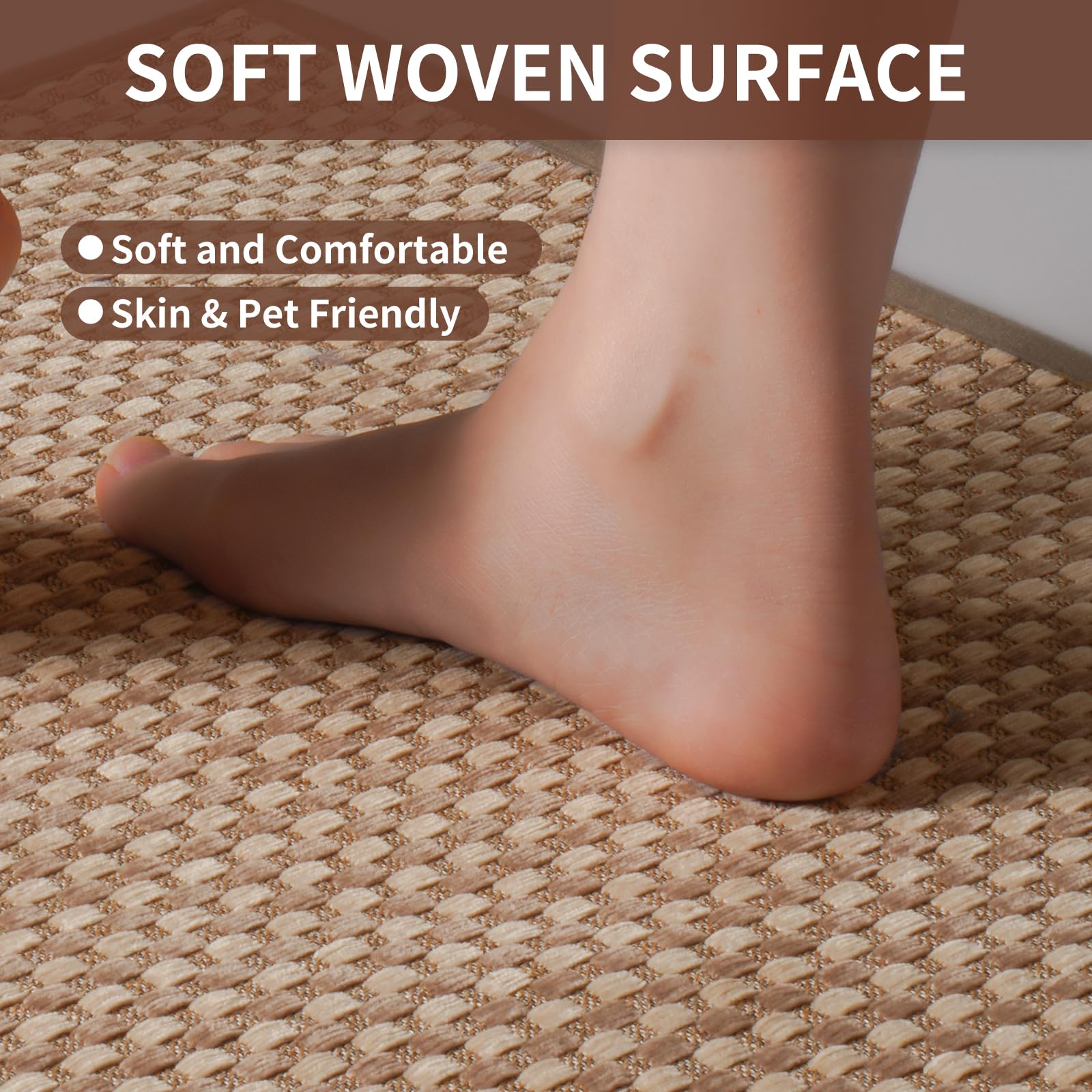 YDKGL Large Kitchen Runner Rugs Long Kitchen Mat Non Slip Washable, Super Absorbent Soft Chenille Braided Kitchen Mats for Floor, Rubber Backing Kitchen Sink Standing Mat, Easy Clean, Brown 36"x71"