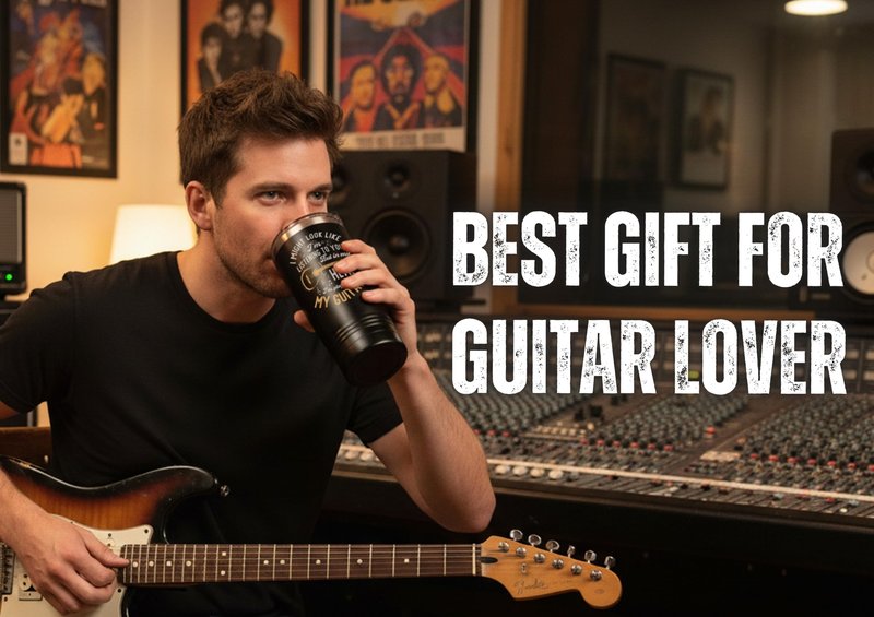 Onebttl Guitar Gifts For Men, Guitarist Music Lover Musical Gift for Musician, 20 oz Stainless Steel Insulated Tumbler with Straw, Lid, in My Head