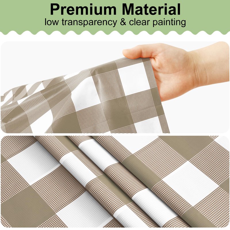 misaya 8 Packs Buffalo Disposable Table Cloth, 54 x 108 Inch Waterproof Plastic Tablecloth, Rectangle Khaki and White Checkered Table Covers for Picnic, Birthday, Party