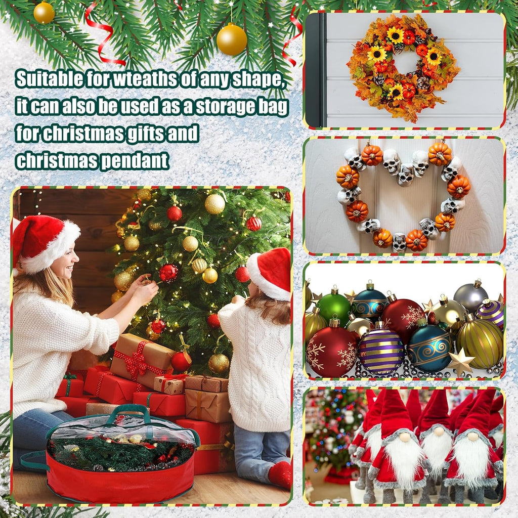 Shappy Wreath Storage Bag - 12 Pcs Clear Container with Window & Handle for 24-Inch Holiday Wreaths