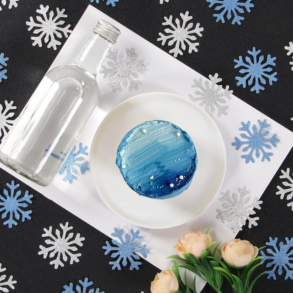 Snowflake Snow-White Party Decorations - 100pcs Glitter Paper Confetti for Winter Wonderland Celebrations