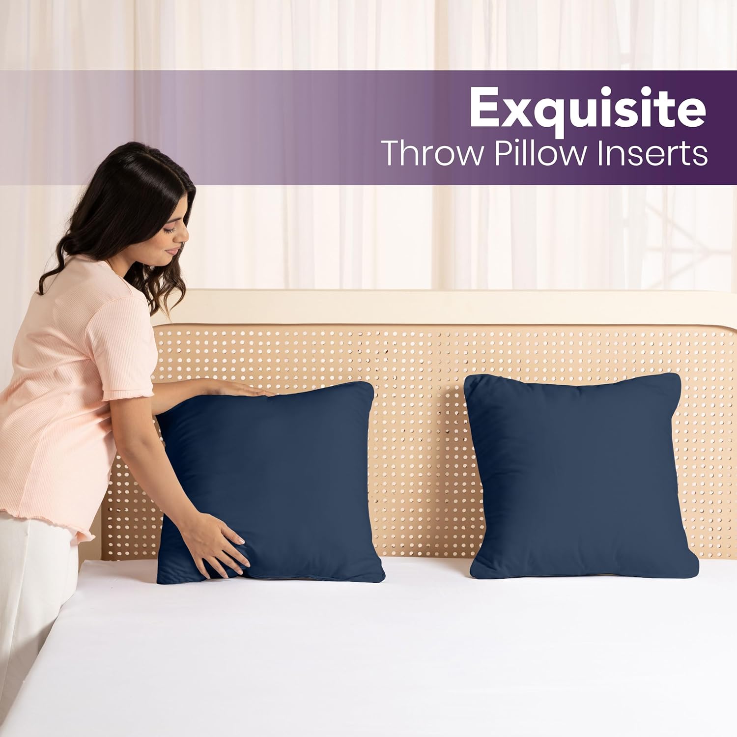 Utopia Bedding 20x20 Pillow Inserts - Set of 2 Navy Decorative Cushions for Sofa & Bed - Soft & Fluffy Support