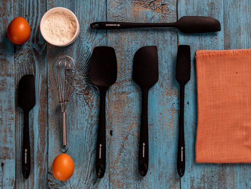 KITCHENLOVE Premium Silicone Spatula Set - 600°F Heat Resistant, Non-Stick, 5 Pieces - BPA Free (Black)