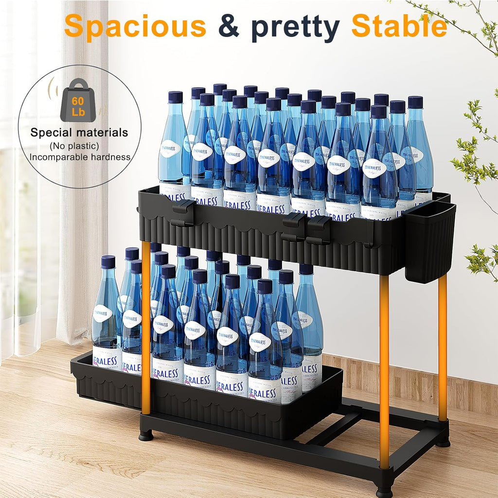 Sevenblue Under Sink Organizers - 2-Tier Multi-Use Storage with Sliding Drawers | Black, 14.8 Inch