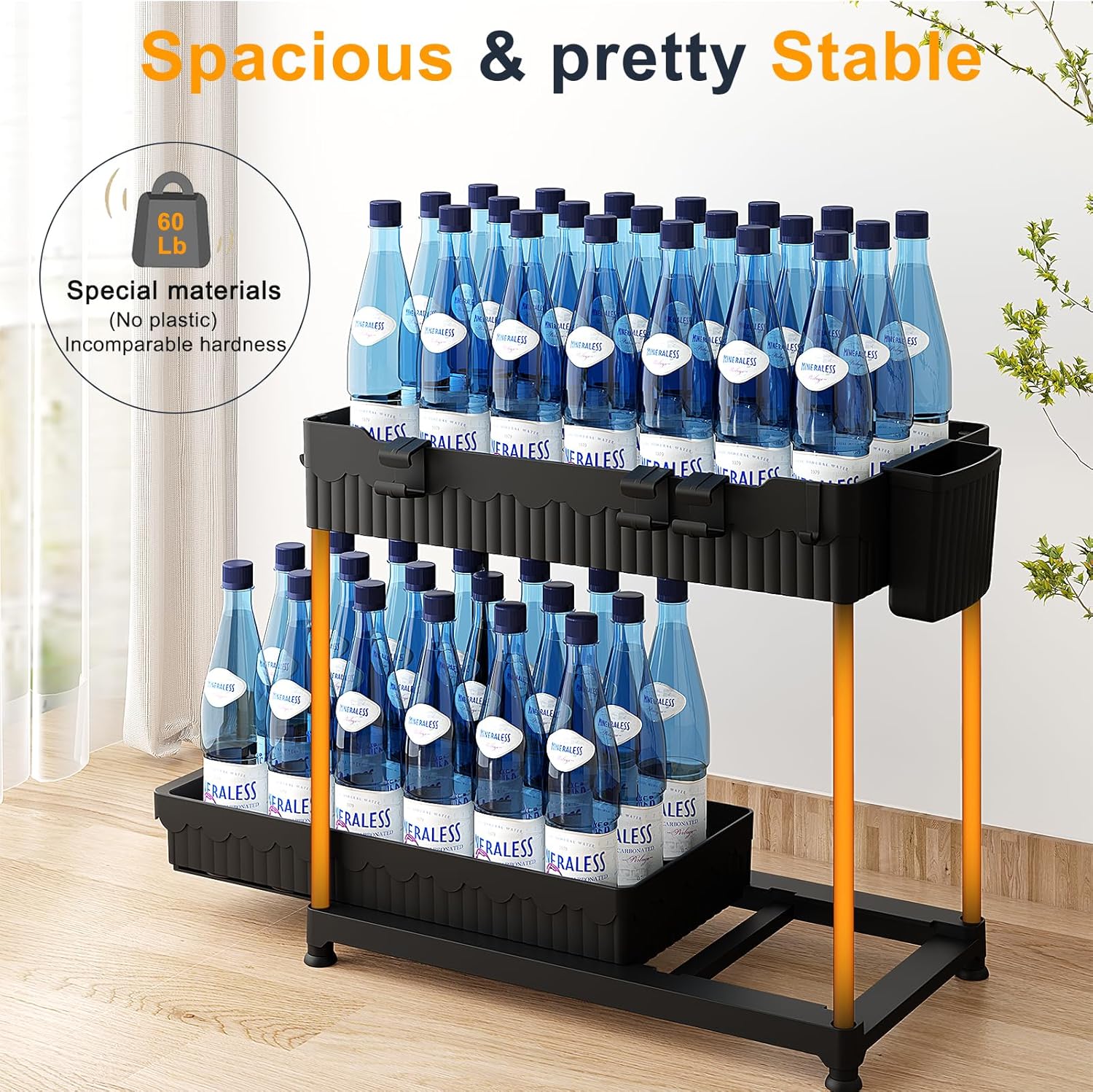 Sevenblue Under Sink Organizers - 2-Tier Multi-Use Storage with Sliding Drawers | Black, 14.8 Inch