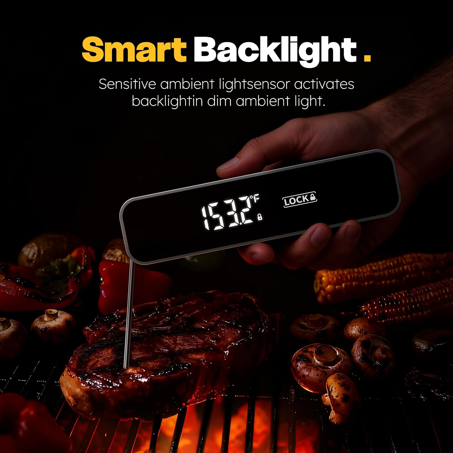 Skiennix 0.3S Professional Instant Read Meat Thermometer - Digital Cooking & BBQ Thermometer | Essential Kitchen Gadget in Grey