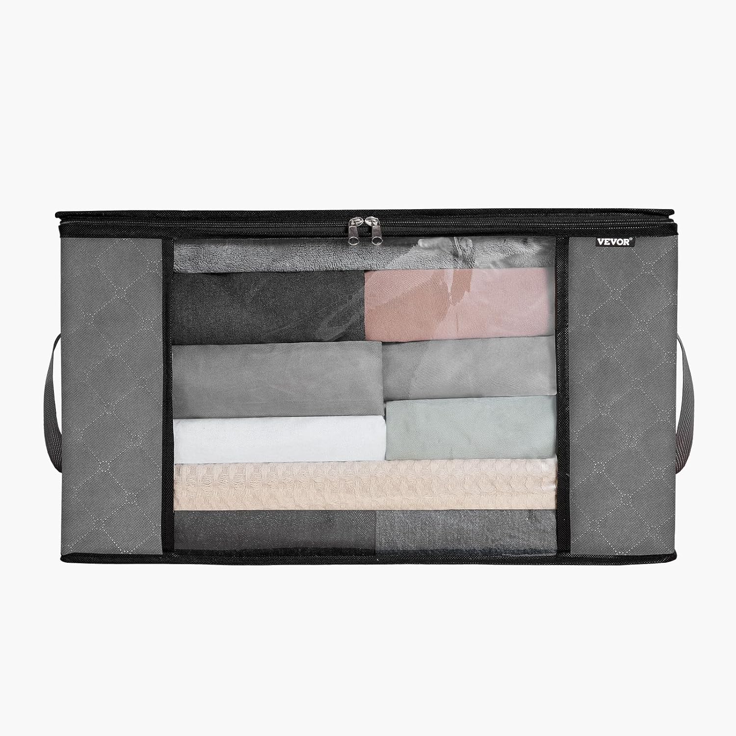 VEVOR 60L Large Storage Bags - 6 Pack Foldable Closet Organizers with Handles | Grey Non-Woven Fabric
