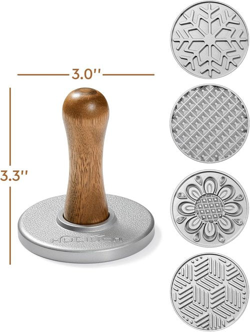 HULISEN Cookie Stamps Set - Metal Cookie Press Molds with Wooden Handle for Easy DIY Baking | Gift-Ready