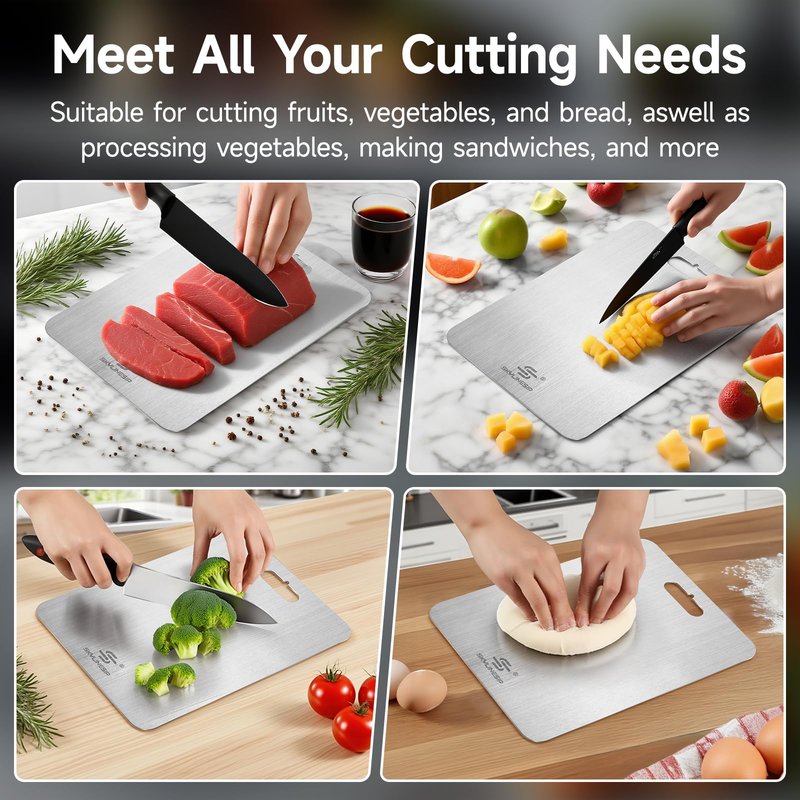 Titanium Cutting Board,100% Pure Titanium Cutting Boards for Kitchen, 2026 New Double Sided Food-Grade Chopping Board for Cutting Meat Vegetable Fruit (14''L x 10''W)