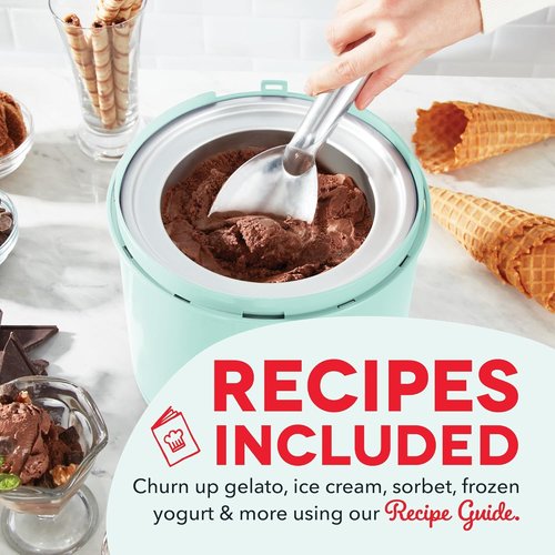 Dash Deluxe Gelato & Ice Cream Maker - One-Touch Churning for Homemade Desserts - 2 Quart, Aqua