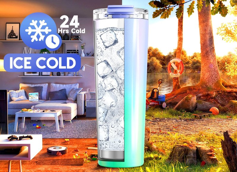 Meoky 24 oz Travel Coffee Mug with Leak-proof Lid, Stainless Steel Insulated Coffee Tumbler, Keeps Hot for 8 Hours or Cold for 24 Hours, Fits in Car Cup Holder (Fairyland)