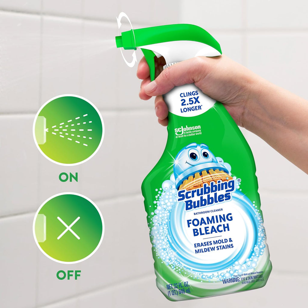 Scrubbing Bubbles Foaming Bleach Bathroom Cleaner - Erases Mold & Mildew | 32oz Disinfectant Spray