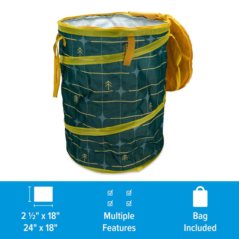 Camco Pop-Up Utility Container - Use as Collapsible Trash Can When Camping - Holds 30-Gallon Kitchen-Size Trash Bags - 2-Ft Tall & Collapses for RV Storage and Organization (53490)