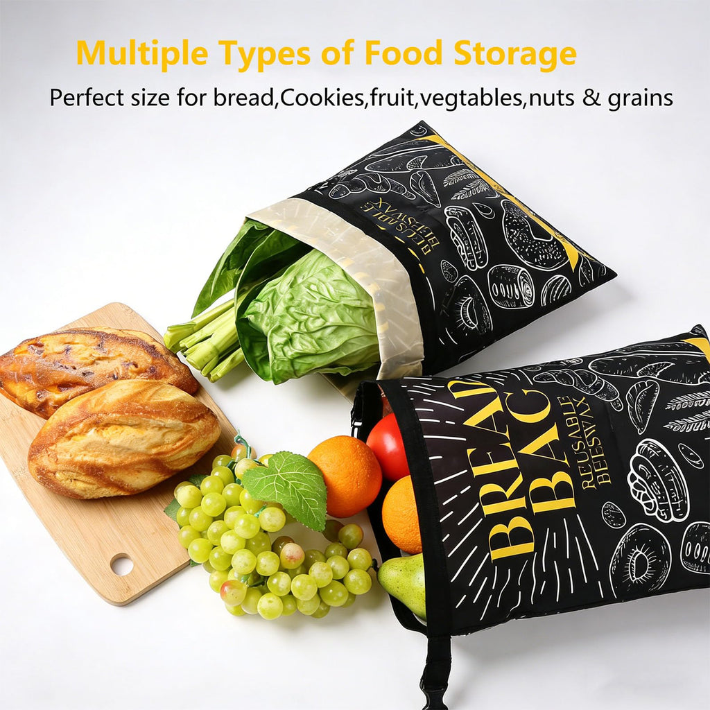 Bread Bags for Homemade Bread- 2 Packs (17 x 12 ") Beeswax Bread Bag Reusable Sourdough Bread Bags for Homemade Food Storage Bag to Keep Sourdough Fresh