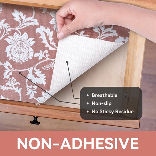 RAY STAR Shelf Liner, Non Adhesive Pink Floral Kitchen Cabinet Liner for Pantry Drawer Vanity, Strong Grip Non Slip, Shelf Liners for Kitchen Cabinets Cupboard 18 Inch x 8 FT (4 Rolls)