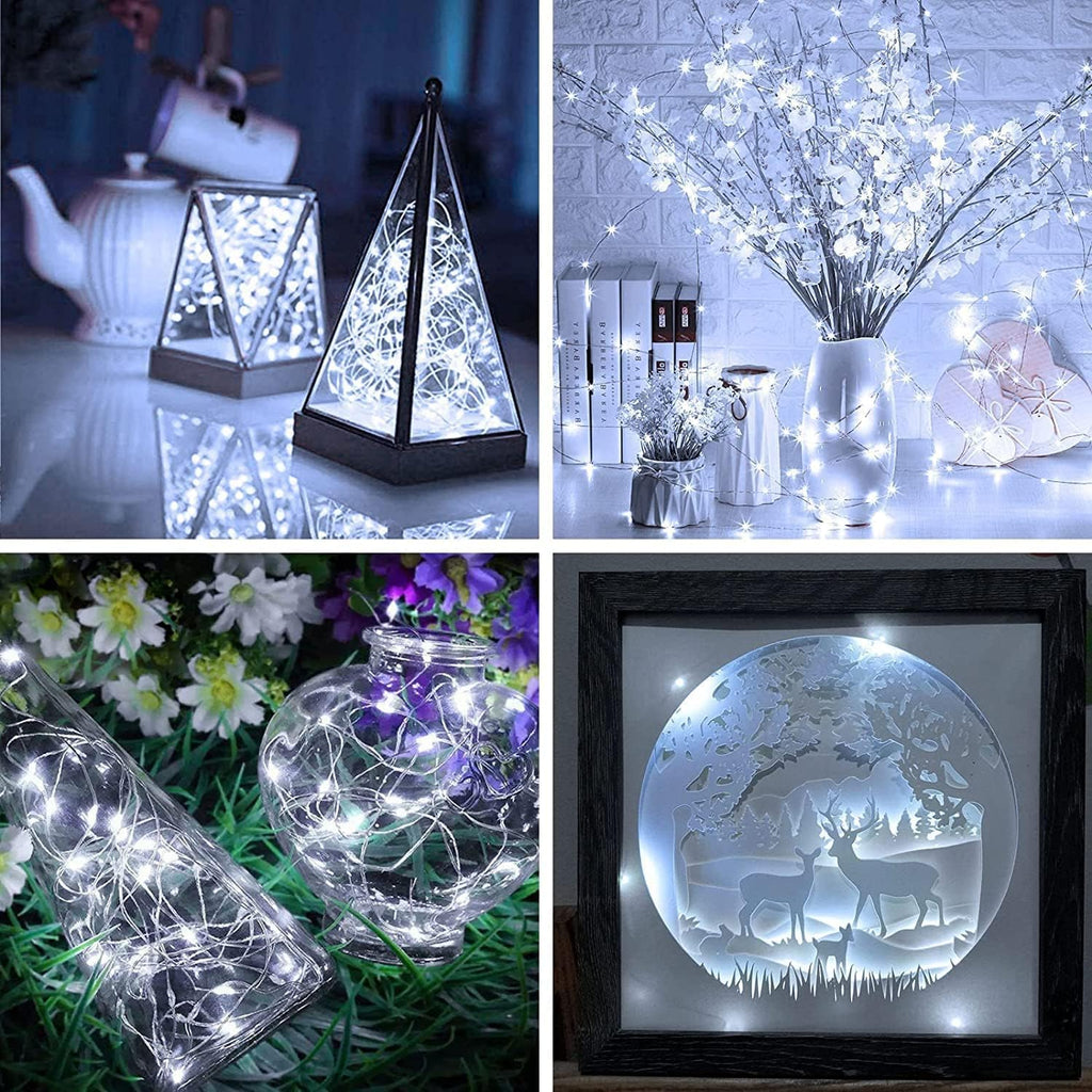 Skiennix 6 Pack Fairy Lights - Battery Operated 7ft 20 LED Mini String Lights | Silver Wire Twinkle Lights for Weddings & Parties