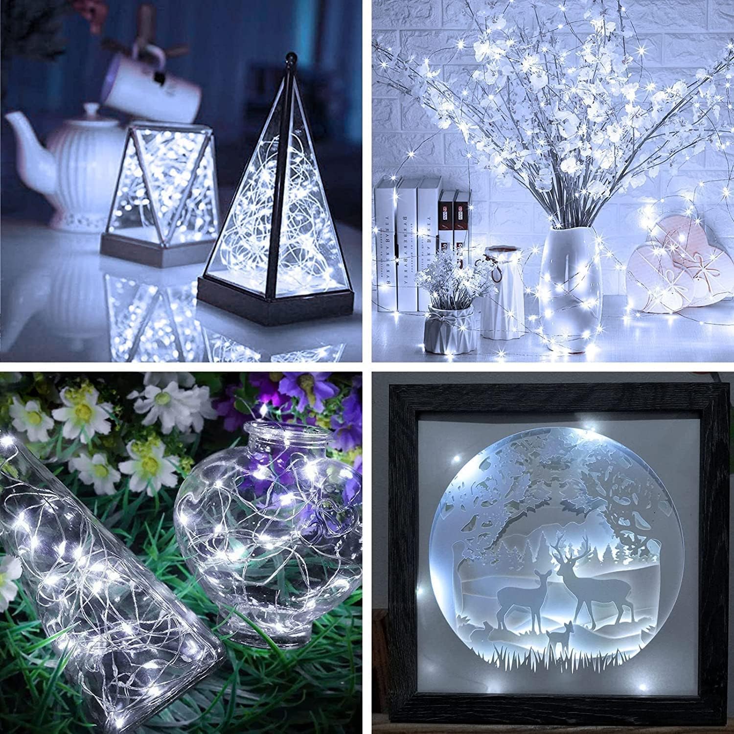 Skiennix 6 Pack Fairy Lights - Battery Operated 7ft 20 LED Mini String Lights | Silver Wire Twinkle Lights for Weddings & Parties