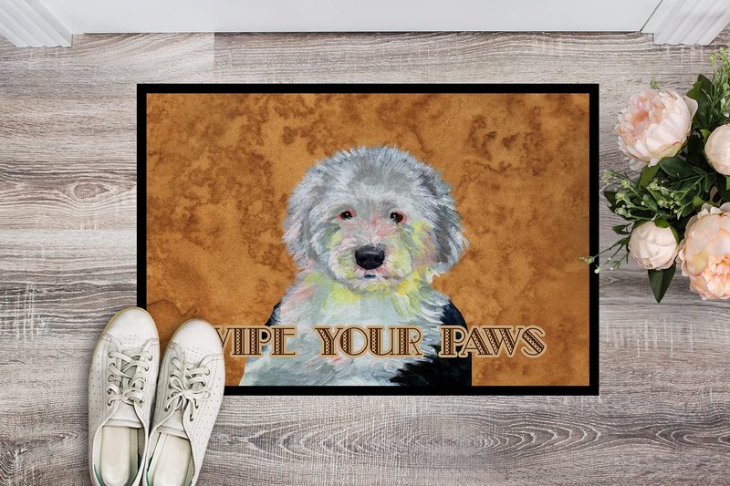 Caroline's Treasures LH9457JMAT Old English Sheepdog Wipe Your Paws Doormat 24x36 Front Door Mat Indoor Outdoor Rugs for Entryway, Non Slip Washable Low Pile, 24H X 36W