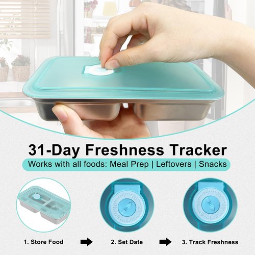 2 Pack Stainless Steel Snack Containers, Reusable Grab and Go Snack Containers with Leakproof Lids, 2 Compartment Food Lunch Meal Container Prep for Travel, Outdoor Camping(Dishwasher Safe)