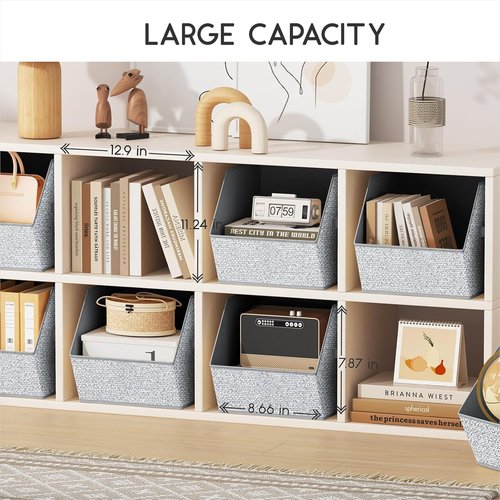 Homsorout Large Closet Storage Cubes - Versatile Bins with Dual Handles for Clothes & Toys | Light Gray, 4 Pack