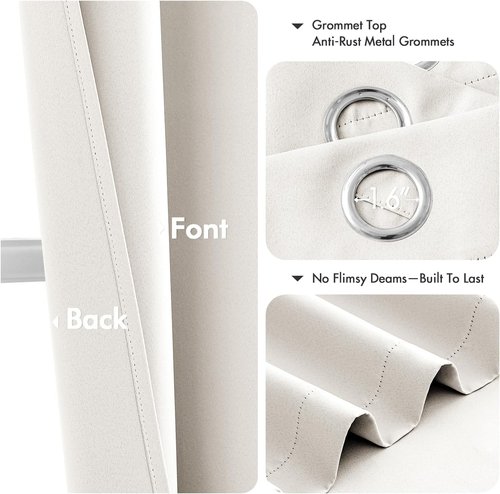 MIULEE Ivory Blackout Curtains - Thermal Insulated Room Darkening Drapes | 84-Inch, 2 Panels