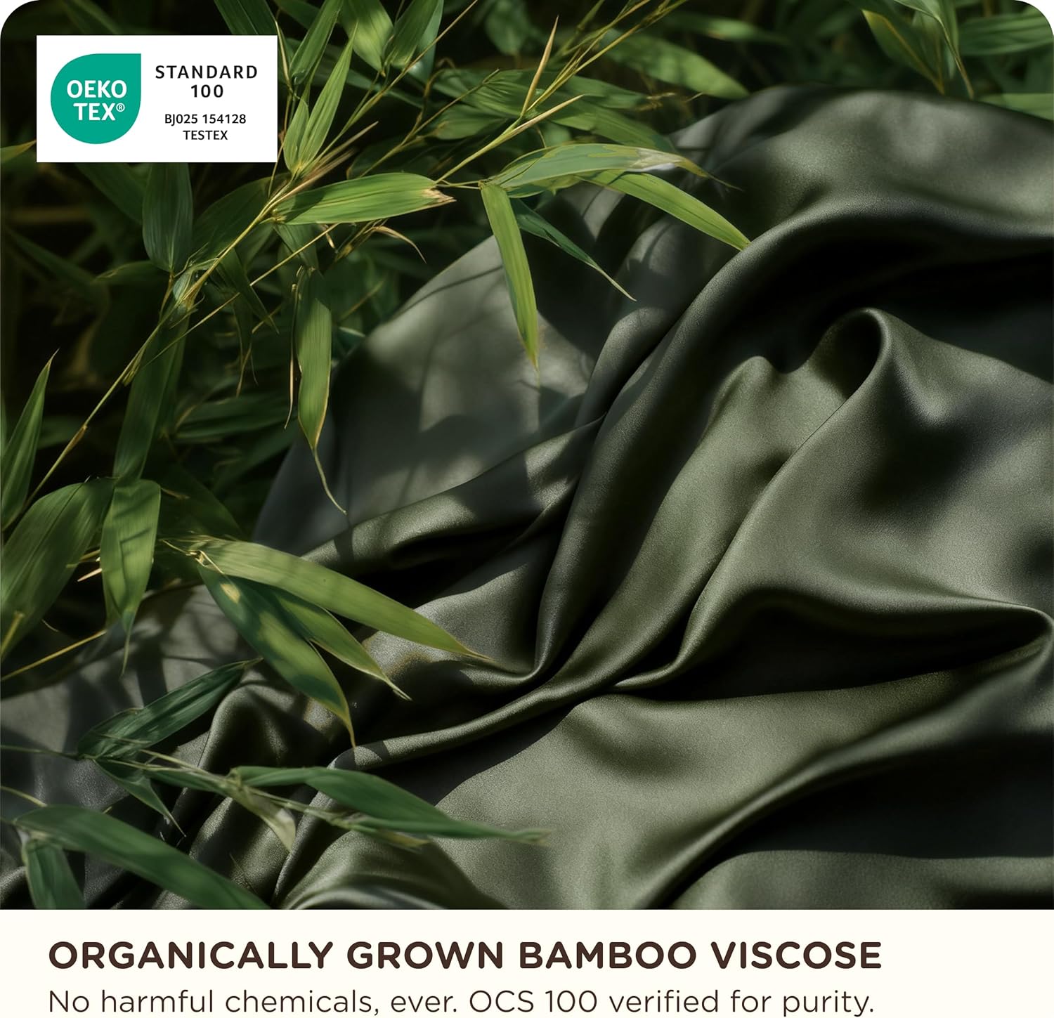 Bedsure Bamboo Viscose Queen Sheet Set - Cooling Luxury Bedsheets for Hot Sleepers | 18" Deep Pocket | Oeko-Tex Certified [Olive Green]