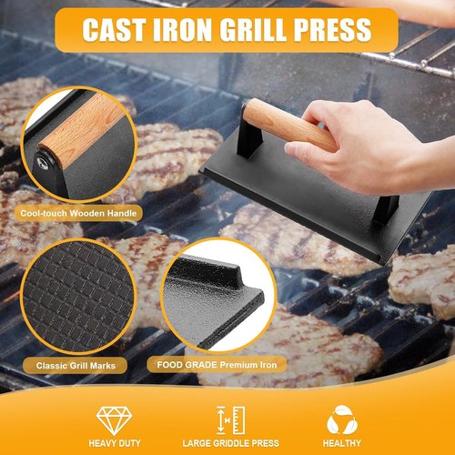 CEKEE Griddle Accessories Kit - 10-Piece Flat Top Grill Set with Smash Burger Press & Spatulas for BBQ Cooking