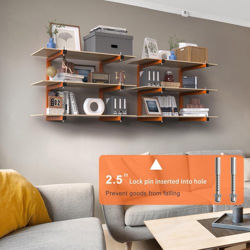 Heavy Duty Lumber Rack by [Brand Name] - 6-Level Wall-Mounted Wood Storage System | 1320 LB Capacity, Orange (4 Pack)