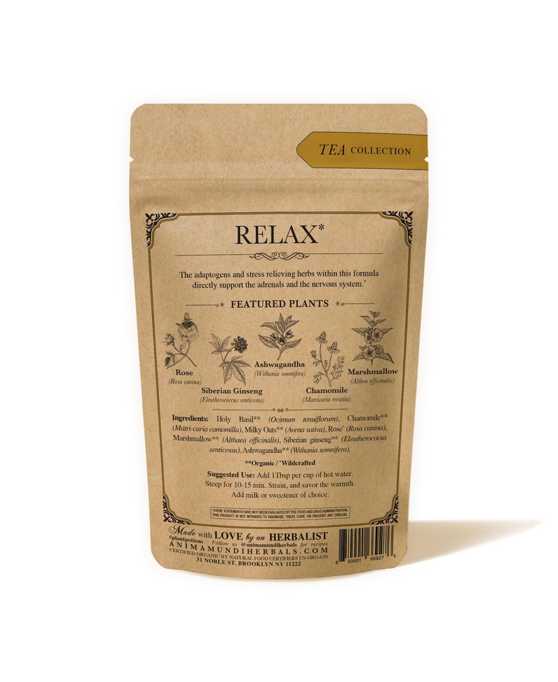 Anima Mundi Apothecary Calm Stress Relief Tonic Tea - Loose Herbal Blend Tea with Chamomile, Rose and Ashwagandha (2oz / 57g)