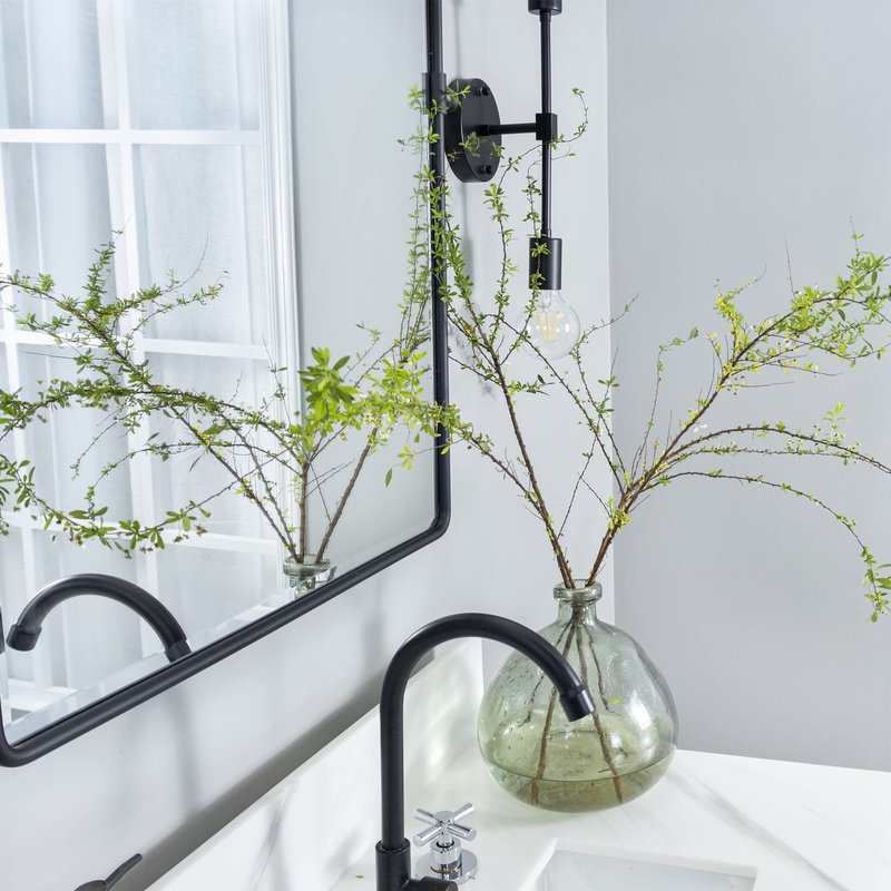 TEHOME Pivot Mirror for Bathroom Matt Black Tilt Beveled Mirror Rectangle Bathroom Mirror Pivoting Metal Framed Vanity Mirrors for Wall, Vertical, Overall 22.91 x 24 inches (Mirrror 19 x 24 inches)