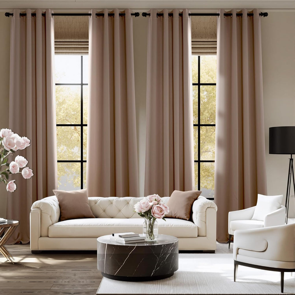 NICETOWN Room Darkening Curtains - 2 Panels in Cappuccino | W52 x L90 for Ultimate Light Control