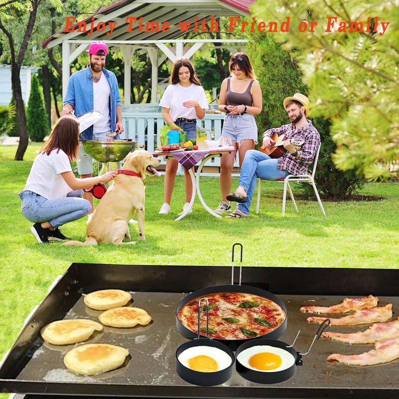 Griddle Breakfast Kit for Blackstone, 8 Piece Griddle Accessories Set, Include Pancake Batter Dispenser, Heavy Duty Bacon Press, Egg Rings, Large 8" Pancake Ring,Oil Sprayer