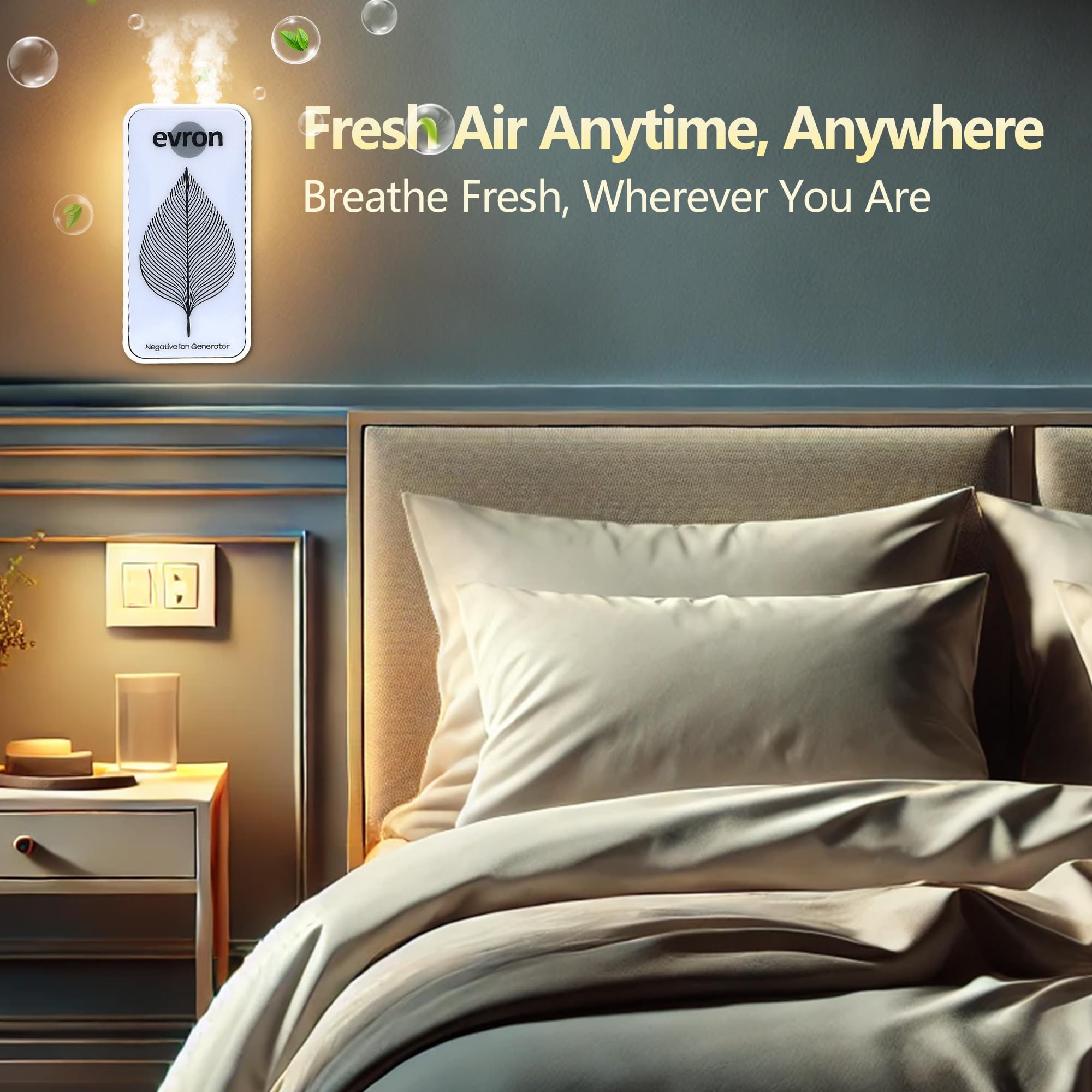 Air Ionizers for Home, Ultra-Thin Filterless Plug-In Negative Ion Generator, Foldable Plug & Dim Amber Light, 20M Ions/Sec, Up to 400 sq ft Coverage (6, White)