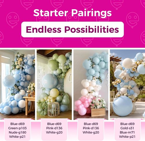 Bezente Pastel Blue Latex Party Balloons - 36 Inch Round Helium Balloons for Birthday & Wedding Decor