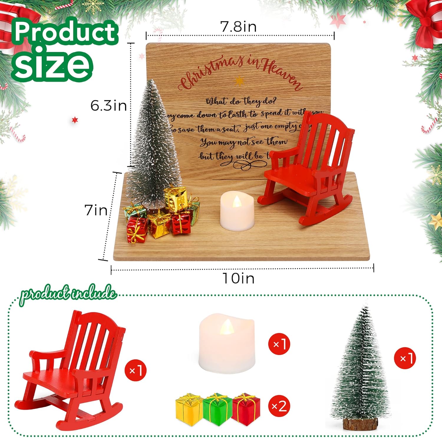 Regine Switzerland Christmas Memorial Candle Holders - Rocking Chair Ornament for Loved Ones